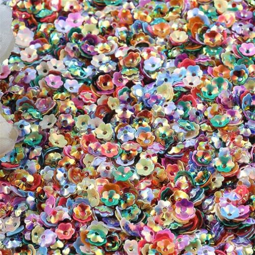 6 mm Mix Cup Blumen-Pailletten zum Basteln, Glitzer-Konfetti, Nägel, Kunstdekoration, Pailletten, DIY-Nähzubehör, transparentes Blau, 10 g von KOPGBM