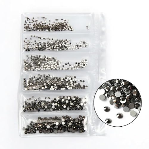 Mix Größen SS3-SS10 1440 Stück Nail Art Strasssteine Kristall Bunt Flache Rückseite Nicht Hotfix Stein Diamanten Für 3D Nagel Dekorationen-Hämatit von KOPGBM