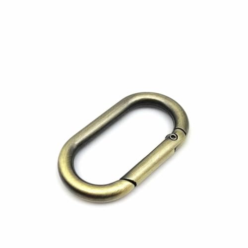 Ovaler O-Ring mit Feder, zum Öffnen, Riemenschnalle für Ledertaschen und Handtaschen, Schlüsselanhänger, Hundekette, Schnappverschluss, Karabiner, Innenbreite 16 mm, gebürstetes Antikmessing von KOPGBM