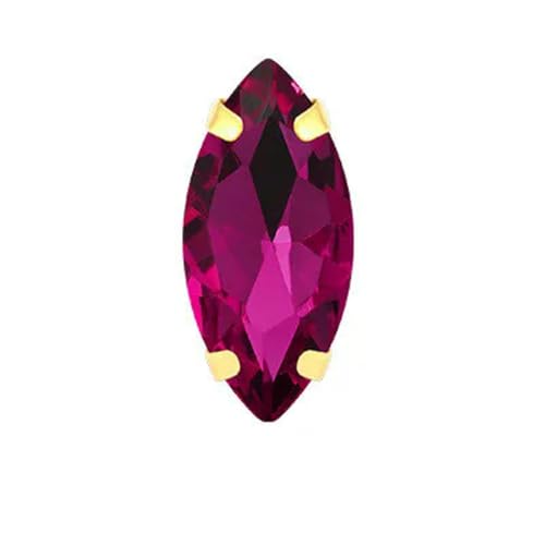 Pferdeauge, bunte Strasssteine zum Aufnähen mit goldener Klaue, Glaskristall, Aufnäher für Kleidungszubehör, Rose, 4 x 8 mm, 50 Stück von KOPGBM