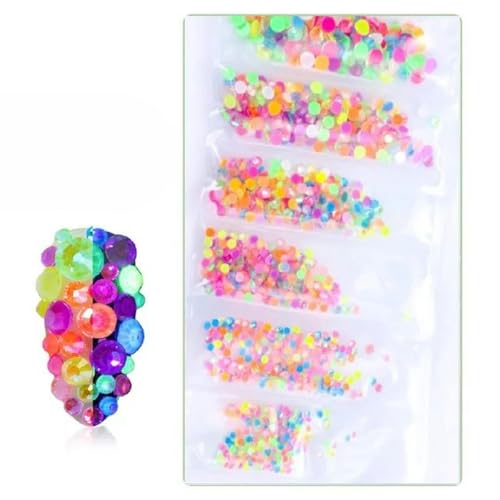 SS3-SS12 1440 Stück Glitzer 3D Nicht HotFix FlatBack Glas Pixie Nail Art Klare Kristall AB Strasssteine Glänzende Edelsteine Maniküre Zubehör-Mix Farbe MI von KOPGBM