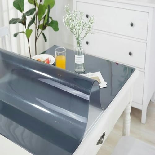 Weiche Glas-PVC-Tischdecke, wasserdicht, rechteckige Tischdecke, Küchen-/Ölbeständige TV-Thekendecke, schwarz mattierte Tischunterlage, Schwarz glänzend, 1,0 mm, 60 x 80 cm von KOPGBM