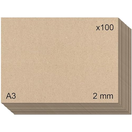 Grauer Karton (1,5 mm) für Bastelarbeiten, Buchbinden, Karton und Scrapbooking (100, 2 mm - A3) von KORA projects