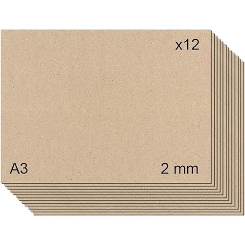 Grauer Karton (1,5 mm) für Bastelarbeiten, Buchbinden, Karton und Scrapbooking (12, 2 mm - A3) von KORA projects