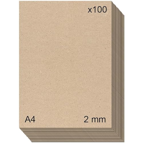 Grauer Karton (1,5 mm/2 mm) für Bastelarbeiten, Buchbindung, Karton und Scrapbooking (100, 2 mm - A4) von KORA projects