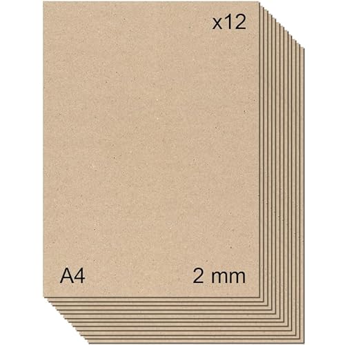 Grauer Karton (1,5 mm/2 mm) für Bastelarbeiten, Buchbindung, Karton und Scrapbooking (12, 2 mm - A4) von KORA projects