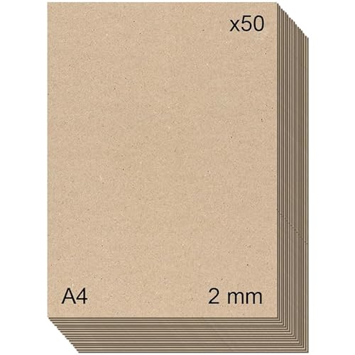 Grauer Karton (1,5 mm/2 mm) für Bastelarbeiten, Buchbindung, Karton und Scrapbooking (50, 2 mm - A4) von KORA projects