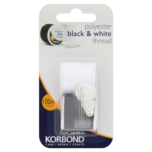 Korbond 110790 Schwarz-weißer Faden, Polyester, 100 m, meter von KORBOND