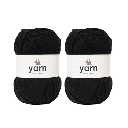 Korbond Garn – Schwarz – 2 x 100 g Acrylwolle – leicht, hypoallergen und langlebig, Doppelstrick-Häkelgarn, Strickwolle Korbond Garn – Schwarz – 2 x 100 g Acrylwolle – leicht, hypoallergen und langlebig, Doppelstrick-Häkelgarn, Strickwolle von KORBOND