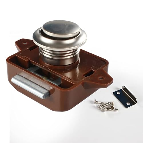 KOROBIE Durchmesser 26 mm, Push-Lock for Wohnmobile, Wohnmobile, Wohnwagen, Boote, Schubladen, Knopfschlösser for Möbelbeschläge Zubehör für Wohnmobile, Wohnwagen und Camper(Brown 3) von KOROBIE