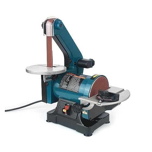 Schmuckpolierer, Schleifer, Lapidarpolierer, 300 W Band Polieren Schleifen Schleif Maschine 125mm Sand Disc Kleine Holzbearbeitung Desktop Sander Schleifer Polierer 25,4*762mm für Schmuck, Metall, Hol von KOROBIE