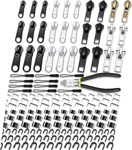 Reißverschluss Reparaturset, 159 Stück Reissverschluss Reparatur Set, Reisverschlussreparatur Set, Reisverschlußzipper Set, Reißverschluss Reparieren Jacke, Reparatur Reißverschluss (3 Größen: #3/5/8) von KOSOEUR