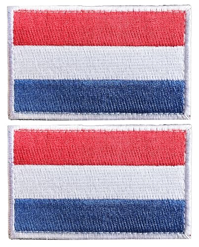 2 Pcs Klett Patch Luxemburg Flagge Abzeichen, Europa Flaggen Emblem Bestickter Aufnäher Militär für Hüte, Taschen, Jacken, Jeans, Westen, Mützen, Rucksäcken (Luxemburg) von KOSSJAA