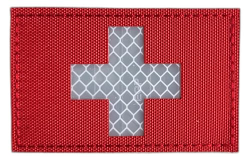 IR Infrarot Reflektierende klett Patches Militär Bestickter Aufnäher Taktisch Medic Kreuz Rotes für Rucksäcke, Medizinische Taschen, Erste-Hilfe-Kits, Outdoor-Abenteuer-Kits (rot 1 pcs) von KOSSJAA