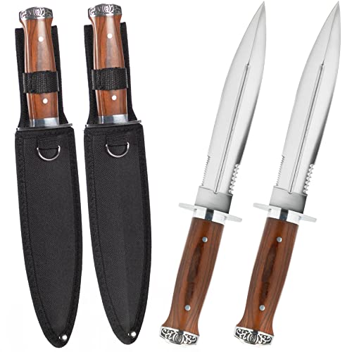 *2er Set* USA Saber - ca. 33cm großes - Jagd - Dolch - Hirschfänger - Saufänger - Saufeder - Abfangmesser - Survival - Outdoor - Messer - Hunting - Knife - extrem Hunter Dagger, silber braun von KOSxBO