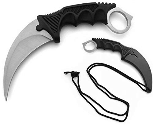 KOSxBO CSGO Knife - Karambit Messer Silber 19 cm - Tactical Hunter Knive Silver Surfer Edition - Counter Strike Global Offensive Skin - silbernes Neck Knife von KOSxBO