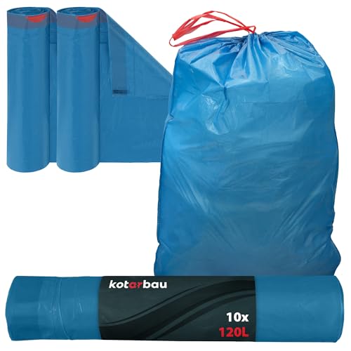 KOTARBAU® 2er Set Müllbeutel 120L mit Zugband Blau Müllsäcke Müllbeutel reißfest Mülltüte Abfallsäcke Hausmüllsack Müllsäcke mit Zugband Müllbeutel blau von KOTARBAU