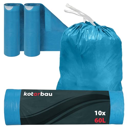 KOTARBAU® 2er Set Müllbeutel 60L mit Zugband Blau Müllsäcke Müllbeutel reißfest Mülltüte Abfallsäcke Hausmüllsack Müllsäcke mit Zugband Müllbeutel blau von KOTARBAU