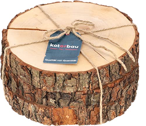 KOTARBAU® 3er Set Dekorative Holzscheiben Kerzenständer Holzständer mit Juteschnur von KOTARBAU