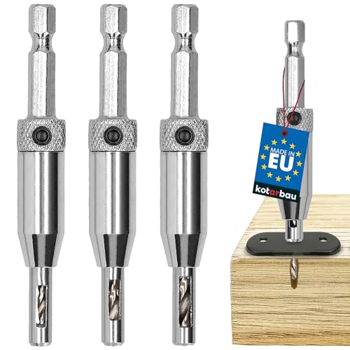 KOTARBAU® 3er Set Scharnierbohrer selbstzentrierend HSS Stahl Scharnierbohrer Set 3-teilig ⌀ 2 mm / ⌀ 2,8 mm / ⌀ 3,6 mm Zentrierbohrer Holz 1/4 Zoll Sechskantschaft Bohrersatz von KOTARBAU