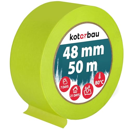 KOTARBAU® Neon Malerkrepp 50 m Kreppband 48mm Malerband Abklebeband Maler Klebeband Maler Zubehör Fluoreszierendes Grün Kreppapier Malerbedarf von KOTARBAU