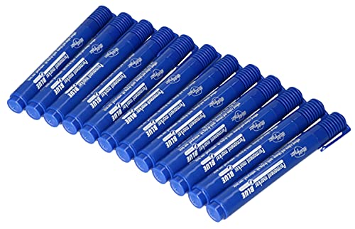 KOTARBAU® Permanent Marker Satz 12 Stk. Blau Runde Spitze Wasserferster Stift von KOTARBAU