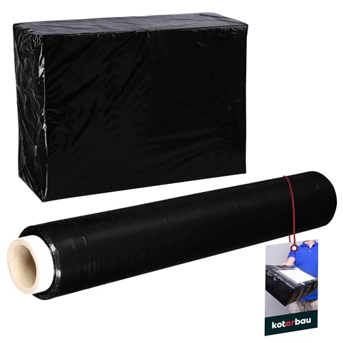 KOTARBAU® Wickelfolie Stretchfolie 1,5 kg | L: 285 m B: 50 cm | Strechfolienrolle Schwarz Stretchfolie Folie Verpackungsfolie transparent Umzugsfolie für Möbel Packfolien Stretch Film von KOTARBAU