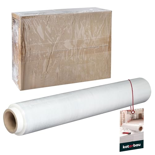 KOTARBAU® Wickelfolie Stretchfolie 1,5 kg | L: 285 m B: 50 cm | Strechfolienrolle Transparent Stretchfolie Folie Verpackungsfolie transparent Umzugsfolie für Möbel Packfolien Stretch Film von KOTARBAU