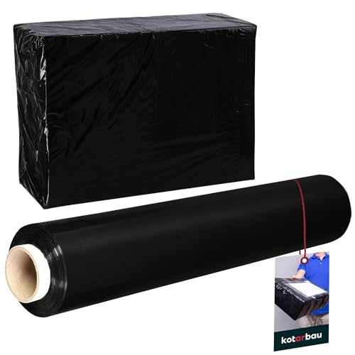 KOTARBAU® Wickelfolie Stretchfolie 2,6 kg | L 350 m B 50 cm | Strechfolienrolle Schwarz Stretchfolie Folie Verpackungsfolie Umzugsfolie für Möbel Packfolien Stretch Film von KOTARBAU