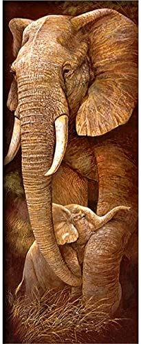 5D Diamond Painting Set Elefant mit Baby 40x110cm/16x44inch DIY Diamant Painting Bilder Zubehör für Erwachsene Kinder Anfänger Wand Dekorationen Wohnzimmer Schlafzimmer Büro Bar, von KOUBE