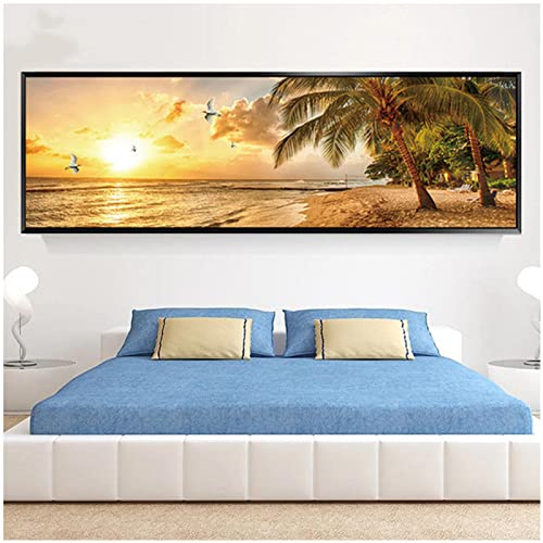 5D Diamond Painting Set Strand Abenddämmerung Meer 30x80cm/12x32inch DIY Diamant Painting Bilder Zubehör für Erwachsene Kinder Anfänger Wand Dekorationen Wohnzimmer Schlafzimmer Büro Bar, von KOUBE