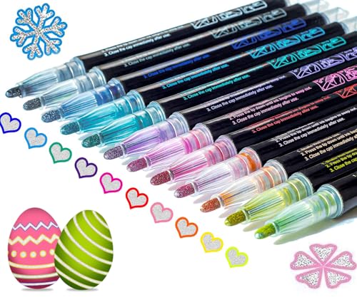 Glitzerstifte Zauberstifte Geschenke Ideen: 12 Outline Magische Metallic Marker Stifte Set Weihnachtsgeschenke Mädchen Basteln Adventskalender Füllung Nikolaus Geschenke Kinder 4 6 7 8 9 10 11 Jahre von KOUSICOO