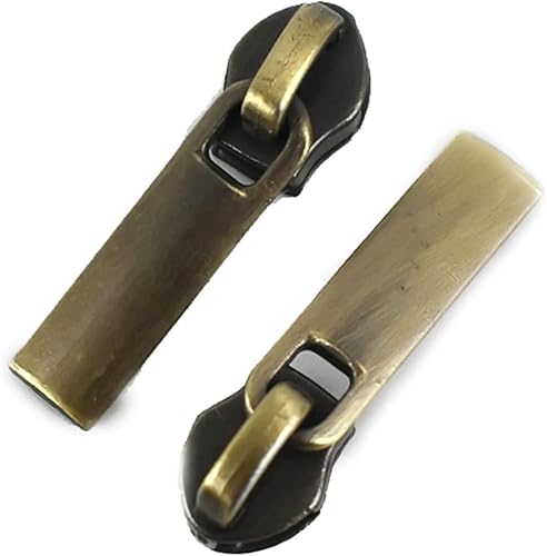 KOUUHH Reißverschluss ersetzen 20 Stück Reißverschlussschieber, Reißverschluss-Metallabzieherkopf, Messing, 3#, Messing 5#(Brass,5#) von KOUUHH