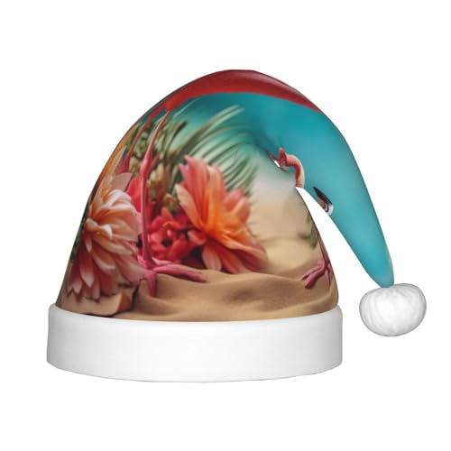 KOUUIP Weihnachtsmütze, Flamingo- und Ananas-Druck für Erwachsene, Nikolausmützen für Weihnachten, Neujahr, Partyzubehör von KOUUIP