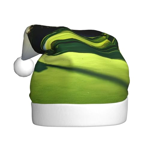 KOUUIP Weihnachtsmütze mit Golfplatz-Druck, lustige Plüsch-Weihnachtsmütze für Erwachsene, Weihnachtsfeier, Gastgeschenk von KOUUIP