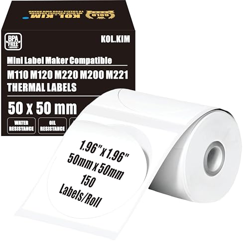 M220 Etiketten M110 Thermo-Etiketten für Phomemo-Etiketten, Druckerpapier, M220, M110, Etiketten für Supvan Etikettenmacher, Klebeband, Nachfüllpackung, Katosymbol T50M Pro Etiketten, 50 x 50 mm, rund von KOl.KIM