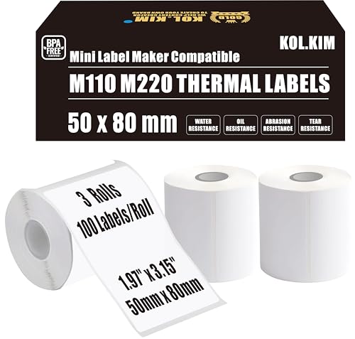 M220 Etiketten M110 Thermo-Etiketten für Phomemo M110 Etiketten m220 für Supvan Etikettenhersteller, Nachfüllband Supvan T50M Pro Etiketten Katosymbol T50M Pro Etiketten für CLABEL 221B 50 x 80 mm von KOl.KIM