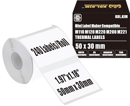 M220 Etiketten M110 Thermo-Etiketten für Phomemo Print Master-Etiketten M220 M110 Etiketten für Supvan Etikettenmacher-Klebeband, Nachfüllpackung Katosymbol T50M Pro Etiketten (1, 50 x 30 mm) von KOl.KIM