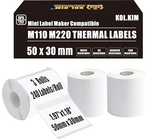 M220 Etiketten M110 Thermo-Etiketten für Phomemo Print Master-Etiketten M220 M110 Etiketten für Supvan Etikettenmacher-Klebeband, Nachfüllpackung Katosymbol T50M Pro Etiketten (3, 50 x 30 mm) von KOl.KIM