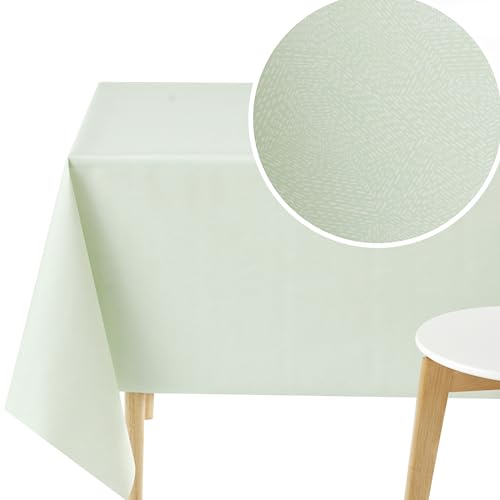 KP HOME Wasserdichte PVC-Tischdecke, abwischbar, rechteckig, 250 x 140 cm, Vinyl-Tischdecke, abwischbar, für Esszimmer oder Außenbereich, Kunststoff-Tischdecke in Pastellgrün von KP HOME