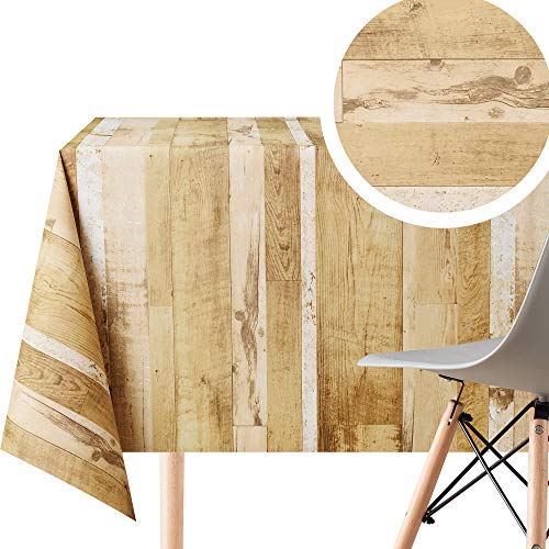 KP HOME Wachstuchtischdecke Rustikale Holz-tischdecke Aus Vinyl Wasserdicht Wachstuch Tischdecken Abwaschbar 300x140 Braun Beige Wachstischdecke Vinyl PVC Tischdecke Holzdesign Rechteckig Kunststoff von KP HOME