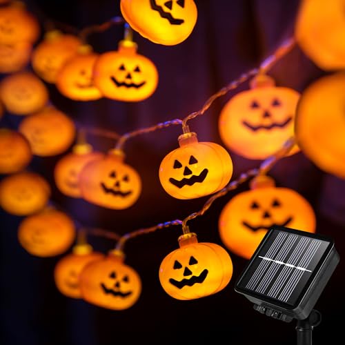 KPCB Halloween Lichterkette Außen 7,9M 60 LED, Wasserdicht Solar Lichterkette Aussen 8 Modi, Halloween Kürbis Deko Outdoor für Garten, Tür, Fenster, Baum [2024 Solar Version] von KPCB Tech