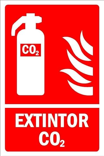 CO2 Feuerlöscher, Feuersicherheitsschild SP121, selbstklebender Aufkleber (300 mm x 200 mm) von KPCM Display ltd