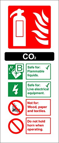 Feuerlöscher-Schild, CO2 (Kohlendioxid), selbstklebender Aufkleber, 200 x 80 mm von KPCM Display ltd