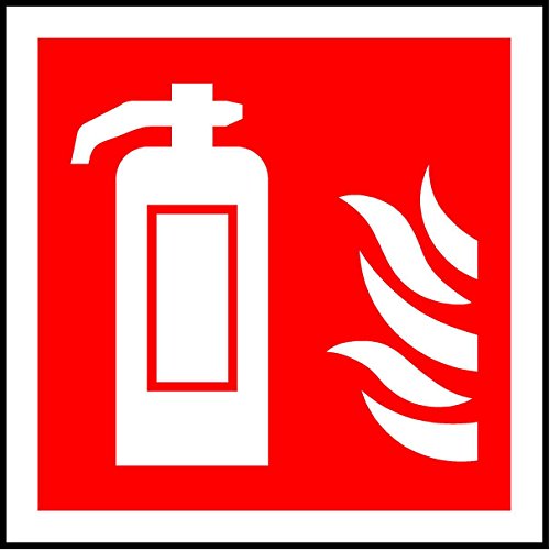 Sicherheitsaufkleber Internationales Feuerlöscher-Symbol – Selbstklebend, 100 mm x 100 mm von KPCM Display ltd