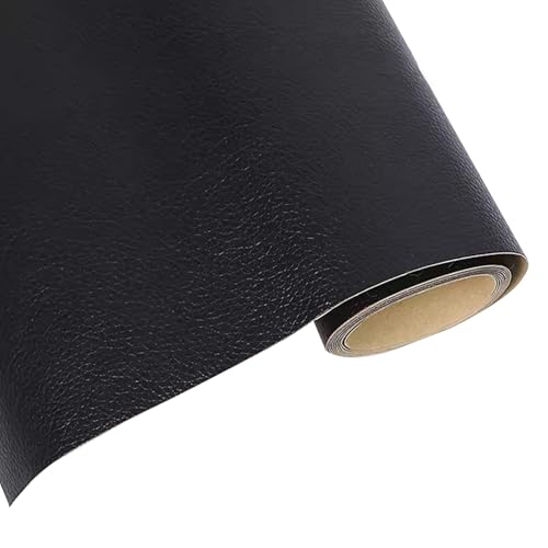 Kunstleder Selbstklebend Leder-Reparatur-Flicken-Set, Selbstklebendes Lederband, Vinyl-Aufkleber Für Sofas, Möbel, Autositze, Taschen, Jacken(Black,50x138cm/19.7x54.3in) von KPHYMOD