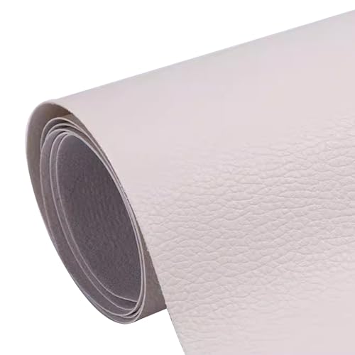 Kunstleder Selbstklebend Selbstklebendes Leder-Reparaturpflaster, Selbstklebendes Lederband Mit Litschi-Textur Für Die Reparatur Von Möbeln Und Autositzen, Großes Flickenset Für Ledersofas(Off white) von KPHYMOD