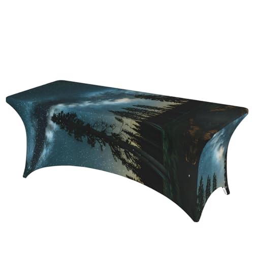 KPXXAQT Tischdecke, Motiv: Nachthimmel mit Bäumen, rechteckig, elastisch, abwischbar, mit Fußbezügen KPXXAQT Tischdecke, Motiv: Nachthimmel mit Bäumen, rechteckig, elastisch, abwischbar, mit Fußbezügen von KPXXAQT