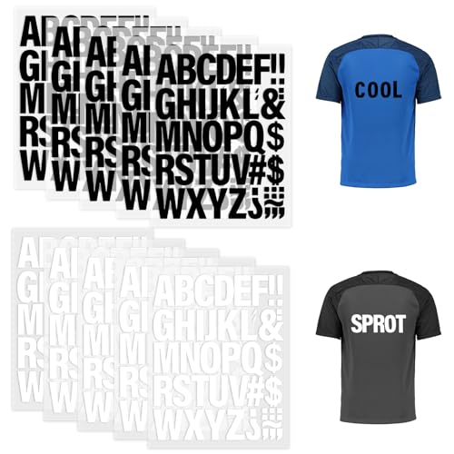 Buchstaben zum Aufbügeln, Schwarz & Weiß, Buchstaben zum Aufbügeln für Kleidung, 5,1 cm Wärmeübertragungs-Buchstaben mit A-Z Bügeltransfers, Vinyl für Stoff, T-Shirt, Jersey, Basteln, 470 Stück von KQNBI