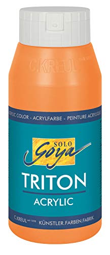 KREUL 17002 - Solo Goya Triton Acrylfarbe echtorange, 750 ml Flasche, schnell und matt trocknend, Farbe auf Wasserbasis, in Studioqualität, vielseitig einsetzbar, gut deckend und ergiebig von KREUL